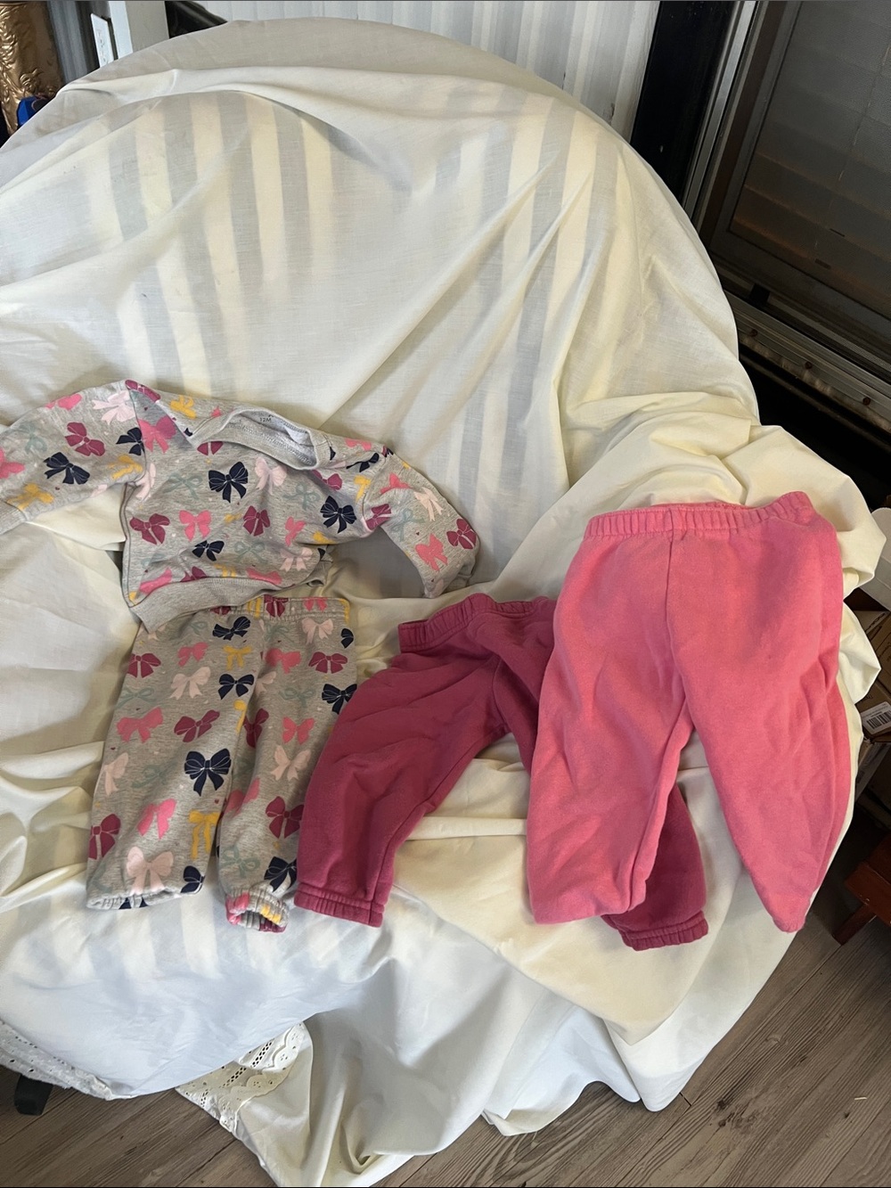 Baby Girl Pink & Gray Butterfly Jogger Set